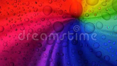 从彩虹液晶屏幕上喷出的水滴